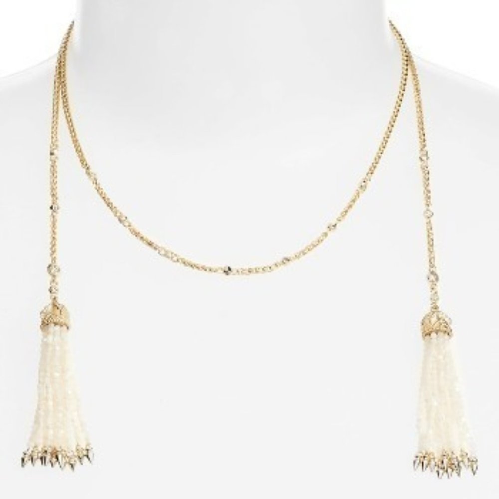 Kendra Scott Monique Lariat Necklace gold white bead